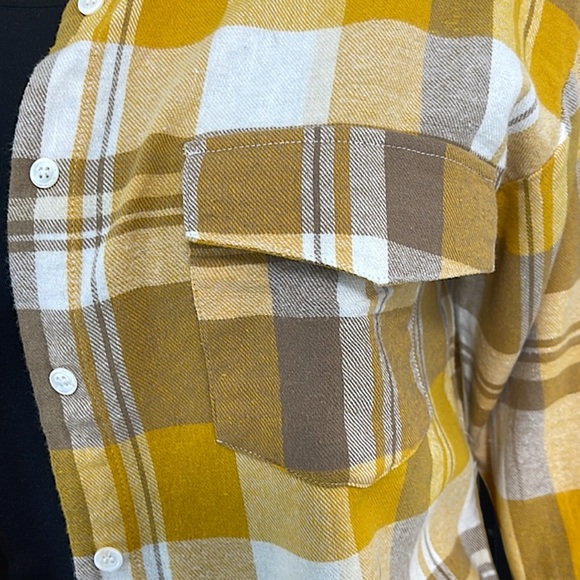 PaperMoon Mustard Flannel Plaid Oversized Button Down Shirt - Picture 8 of 16
